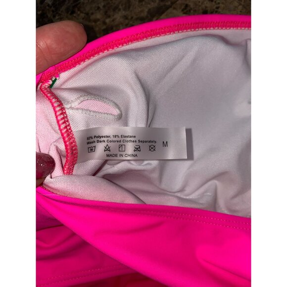 New One-Shoulder Cutout Hot Pink Swimsuit Medium - Picture 5 of 6